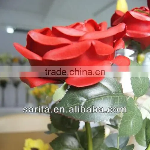 factory price single artificial cabbage roses with red colors