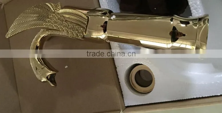 Modern Design Ceramic Cartridge Gold-plating Bathroom Faucet