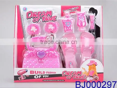 Fashion kids toy pink plastic led beauty case and tiara crown