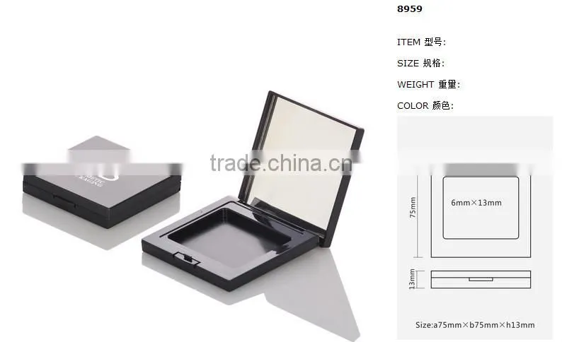 Hot sale black square cosmetic compact packaging with mirror