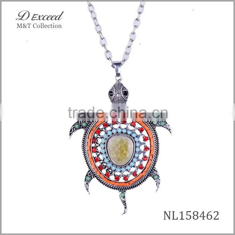 2015 funky pendants necklace,tortoise gold chain necklace