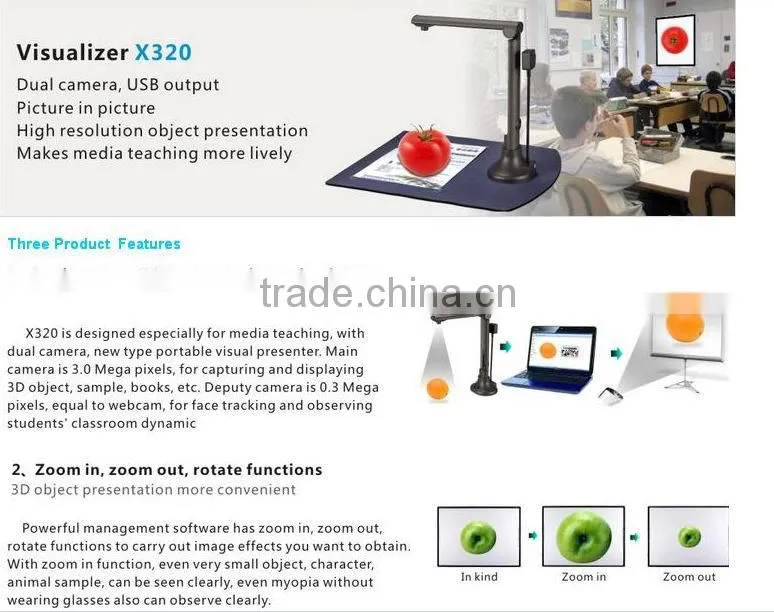 Dual camera visualizer X320 interactive for education equipment