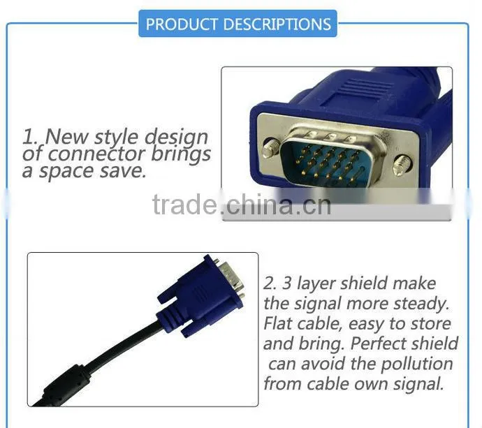 Super speed male to female db15 vga cable distributor