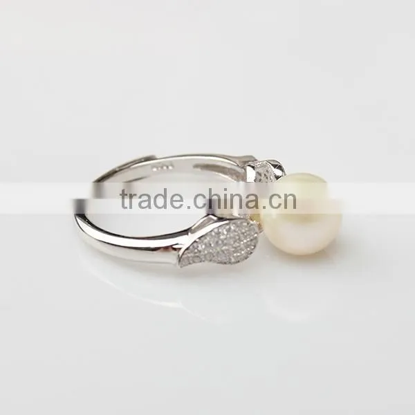 Freshwater pearl 925 silver new design pearl finger ring with a round pearl