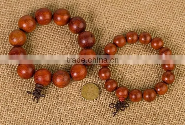 Men's Nice Round Natural Cat's Eye Red Antifatigue Sandalwood Beads Bracelet