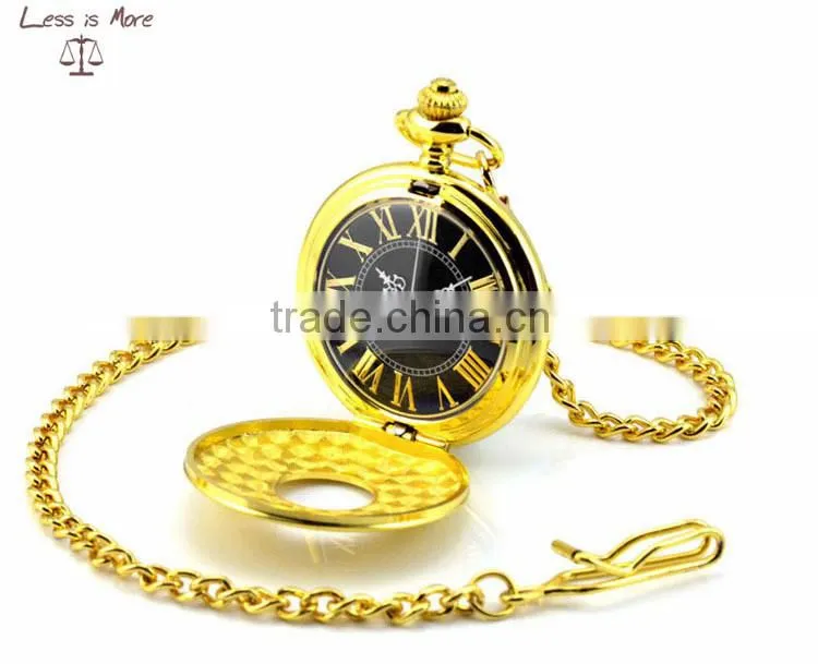 Fashion retro Roman gold necklace watch pocket watch gold plated