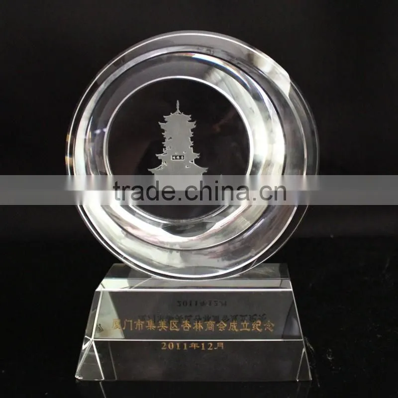Wholesale crystal glass trophy cup award with building engraving