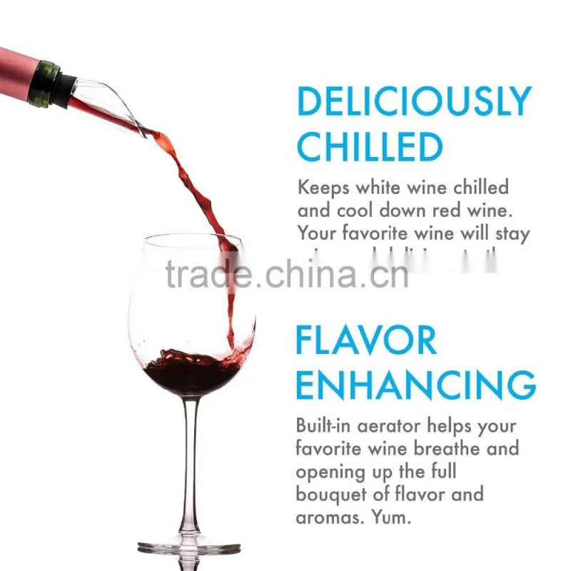 Wine Chiller Stick,Stainless Steel Chill Rod,All in One Pourer and Aerator - Best Choice For Wine Lovers' Gift
