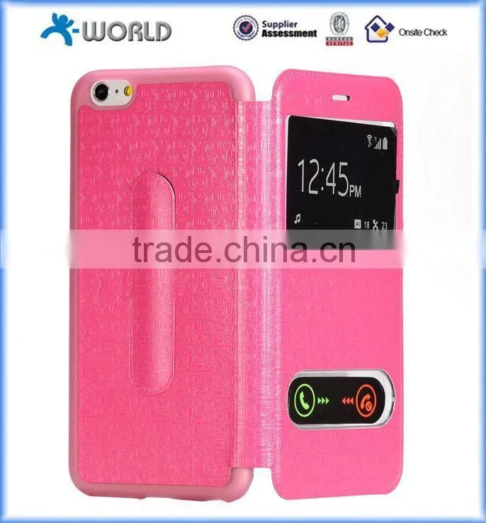 TPU Flip Case for iPhone 6S with Smart Window and Stand