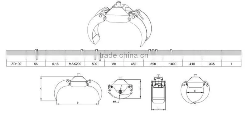 LG200 tractor hydraulic log grapple with CE