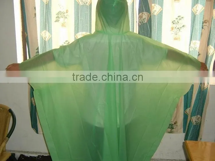 PEVA /EVA/PE clear transparent plastic raincoat