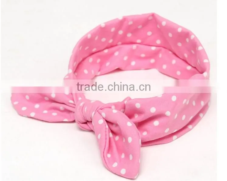 Foreign trade 2016 Tiara children hair rabbit ears with soft dot silk printing baby female baby with milk