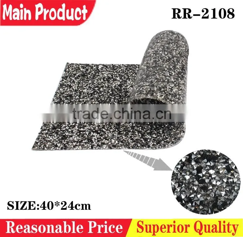 Black crystal diamond and stone trimming mesh