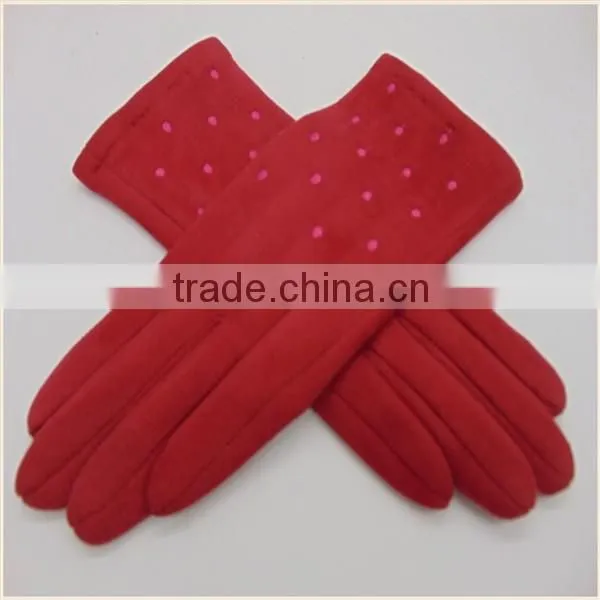 2016 NEW Fashional Cherry Thinsulate Suede motorcycle Gloves For Girls