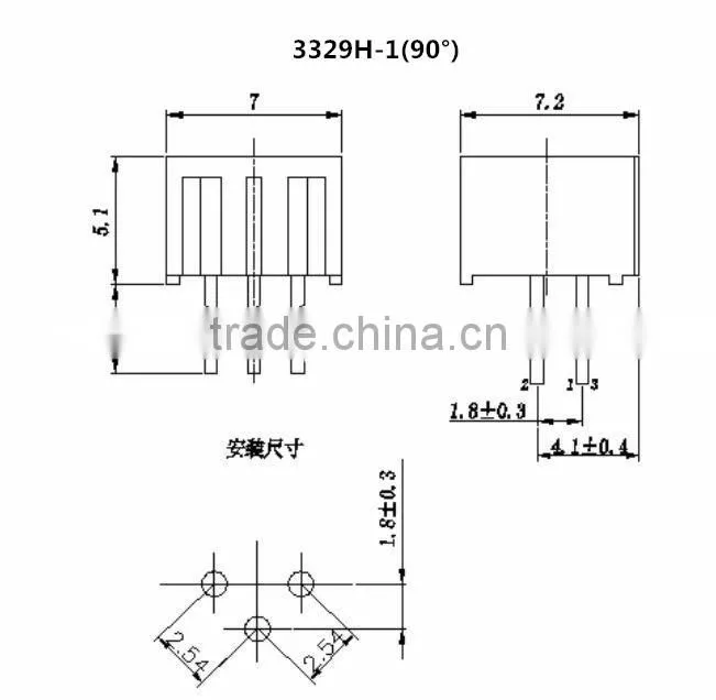 Ceramic high resistance 505 5M potentiometer 3329H-1