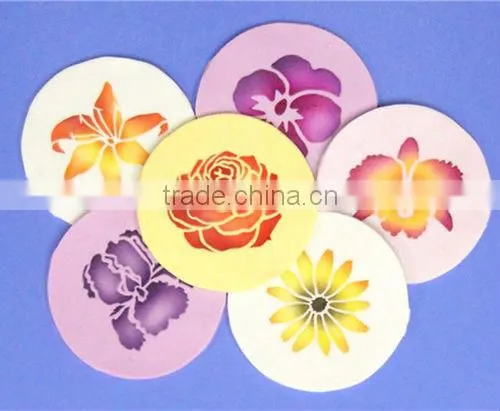 Cake decorating stencils,cookie and coffee stencils,garden flowers cake stenciling