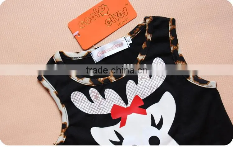 2015 party dress 2 pcs leopard pants fashion newborn christmas baby girl outfit