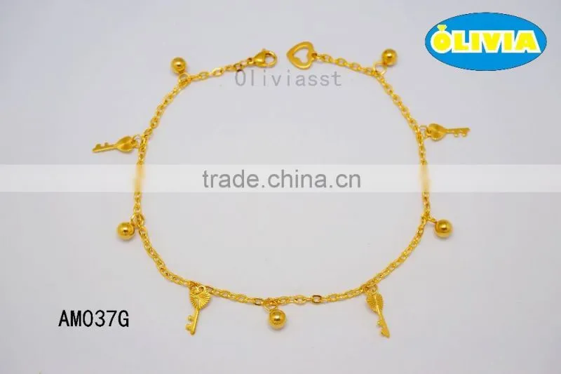 Olivia Jewelry New Design Wholesale Stainless Steel Gold Charm Anklet/Bracelet Designs