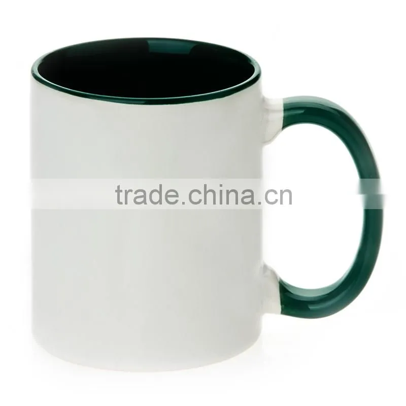 sublimation coated mug, inner and handle color mug, 2 tone mug