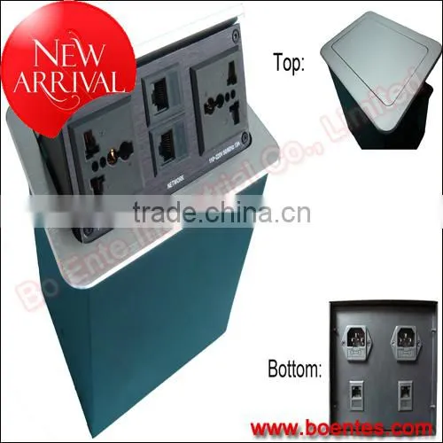 Aluminum Desktop Cable Cubby with Power Data Outlet for Conference Table