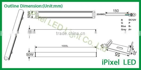 waterproof 5 Pin connector digital 16 pixel dmx led tube