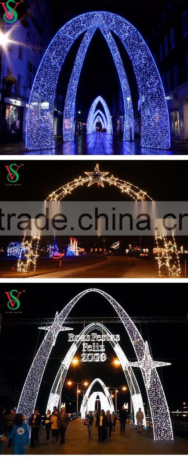 Wholesale new motif arch outdoor solar christmas decoration light
