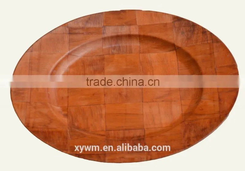 China Wholesale Red Wooden Woven Dessert Plate
