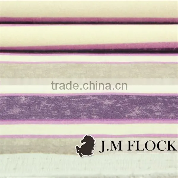 100% polyester stripe pattern print flock velvet fabric print fabric for sofa