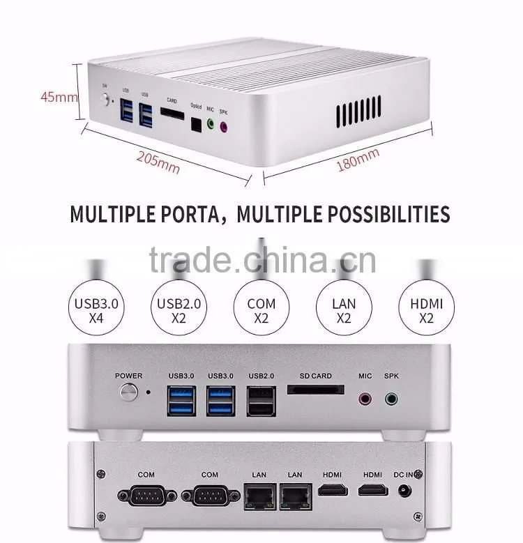 Partaker B3 Business 2 Ethernet Mini PC Fanless Linux Embedded Computer with Intel Core I5 4258u 5200u 5250u Processor
