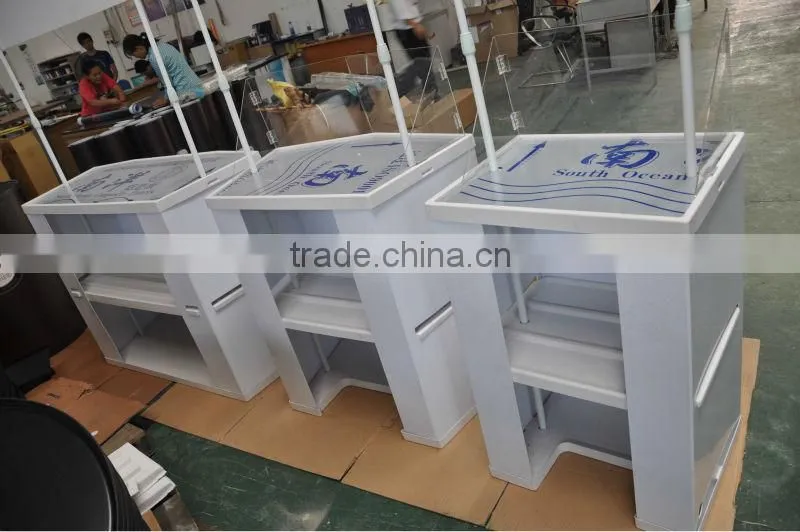 Booth with folding promotion table