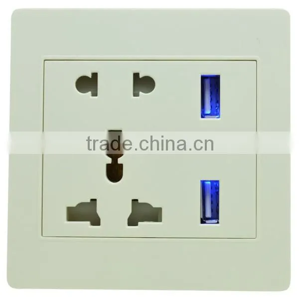 UK13A 3pin switch socket with double USB socket