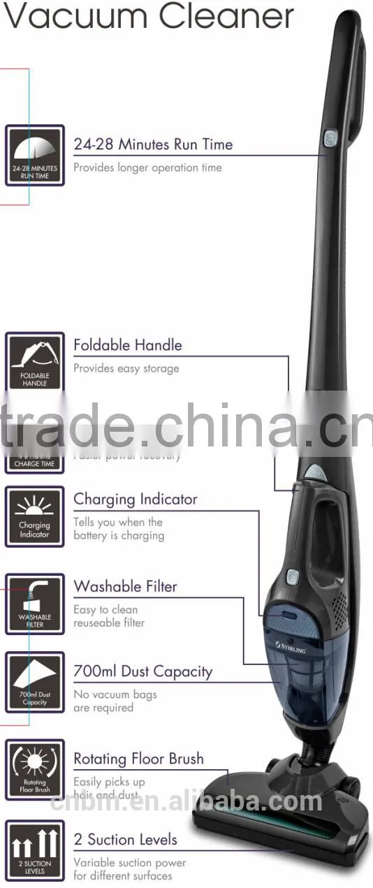 Cordless rechargeable Stick Upright Cyclonic Wet and Dry Vacuum Cleaner