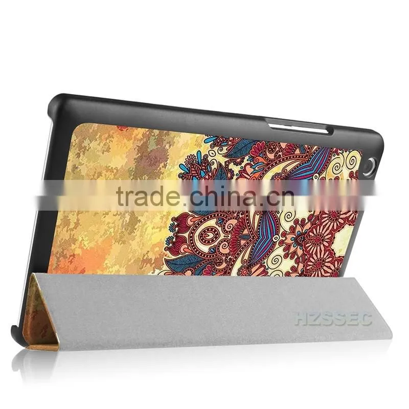 8 inch three folding lether tablet case for Lenovo Tab 2 A8-50F slim pattern case