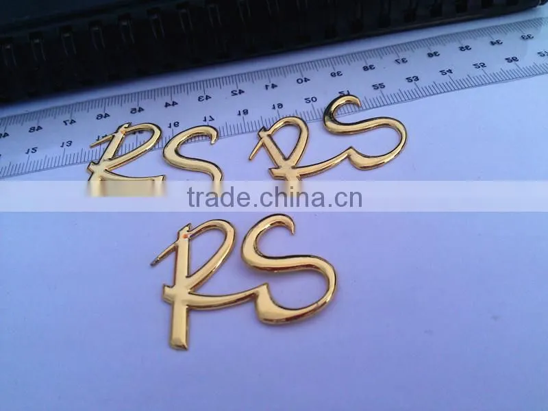 die cutted letter embossed metal stickers