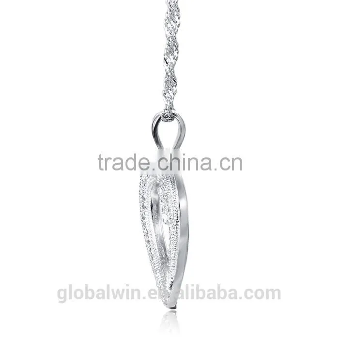 Custom Fashion Vietnam Silver Jewelry Diamond Heart Pendant Necklace