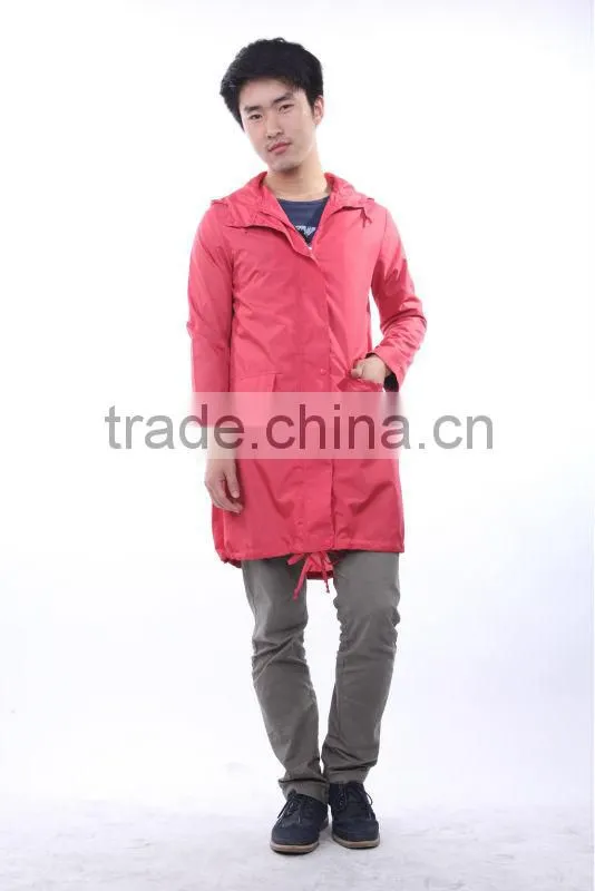 2014 popular red raincoats with hood for men