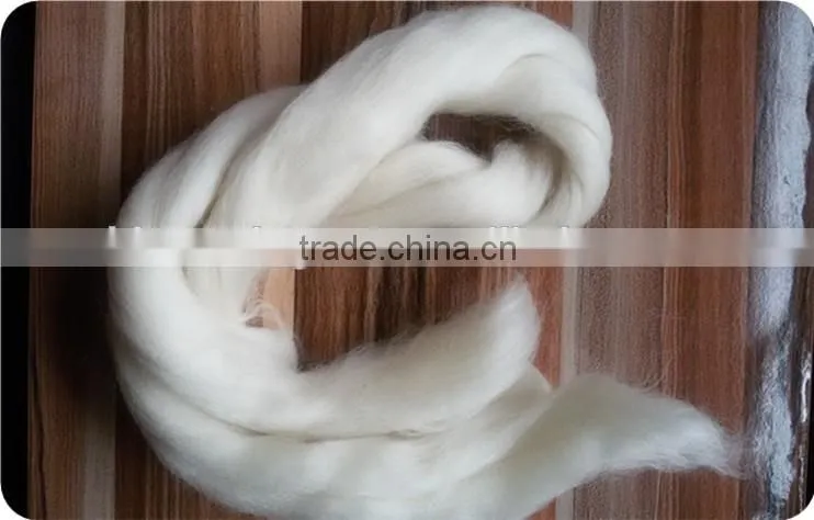 28mic Raw white Blended Wool Top Roving Fiber 75% Uruguay wool/25% Polyester Spinning Felting Weaving