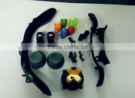 Chrome Gold Controller full shell with all Black repair parts for xbox360 Slim
