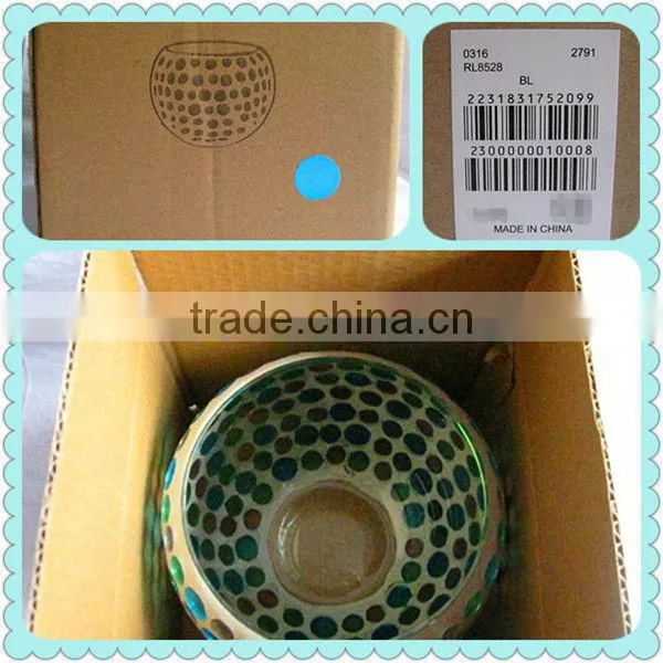 Table Decor Chinese Colored Mosaic Glass Round Ball Candle Holder