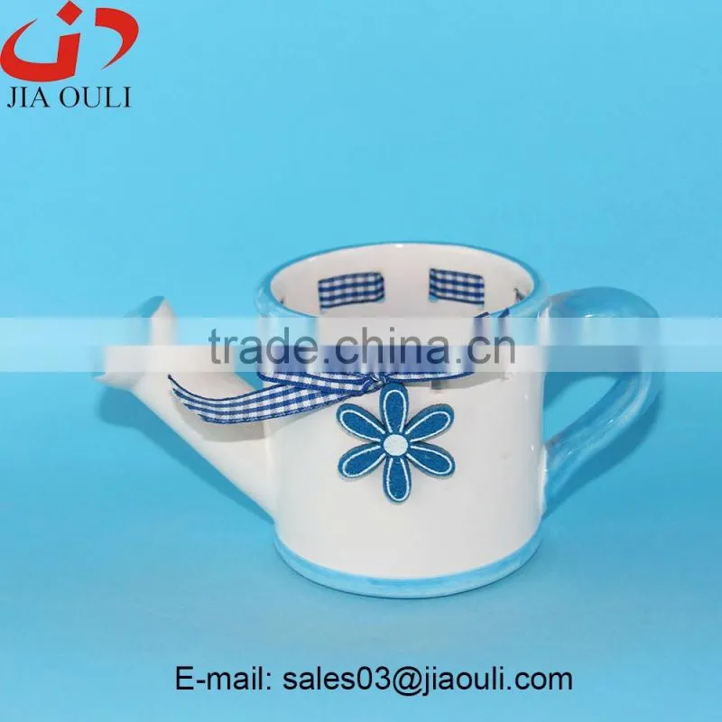 Embossed/ dimple design glazed white Ceramic garden pots and planters