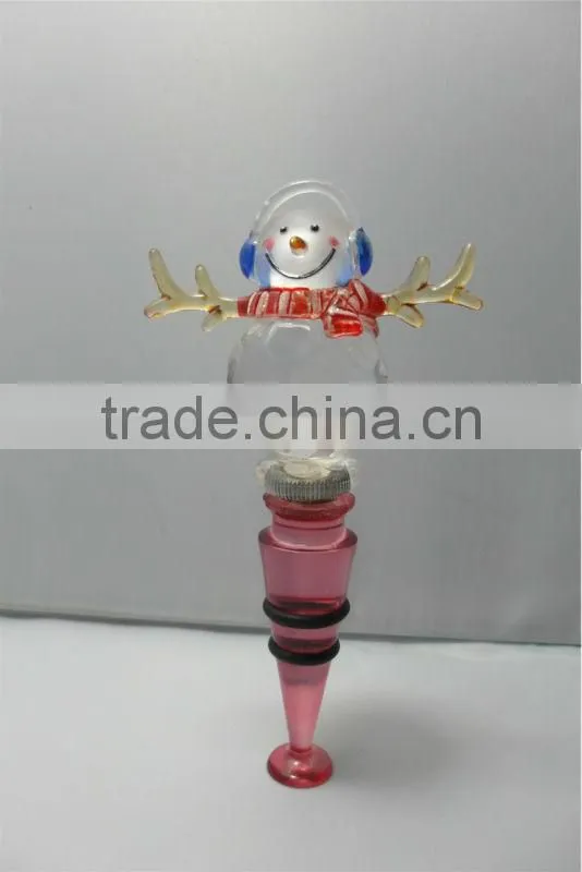 Snowman LED plastic silicone rhinestone christmas wine bottle stopper