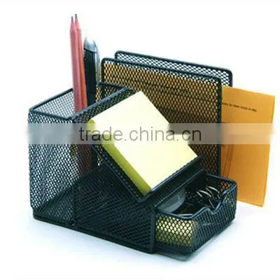 4 parts silver metal mesh desk organizer pen holder