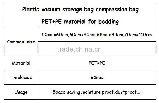 Compression vacuum storage bedding bag for clothing