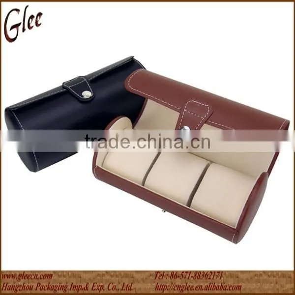 Top grade women cylinder watch box for 3 slots