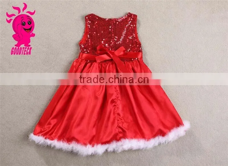Wholesale Fall New Fashion Baby Girls Red Sequined Sleeveless Dresses Baby Girl Christmas Priness Dress
