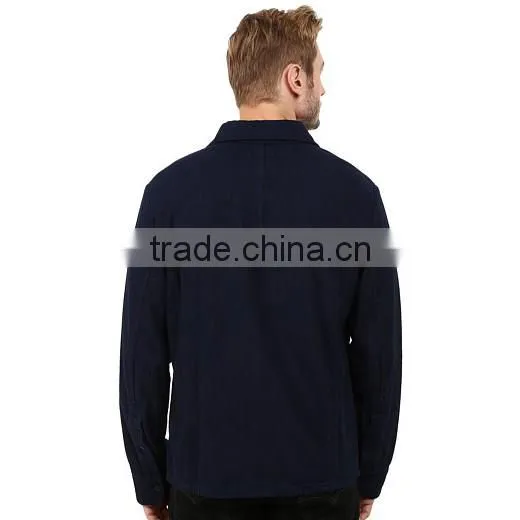custom oversized dark bule buttons windbreaker jacket for men