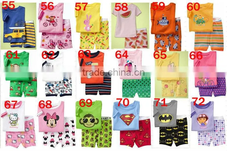 girls pink cute fish pattern pajamas sets baby cotton short sleeve sleep wear summer pyjamas