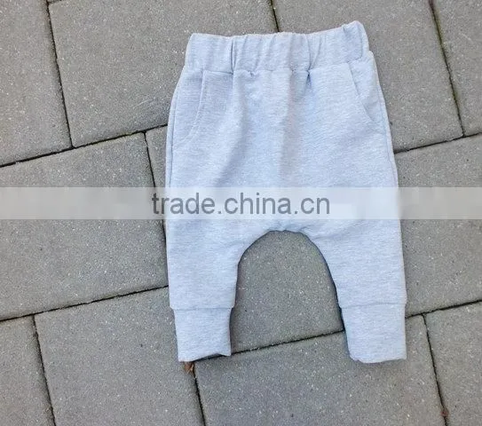 New Design Baby Boy Cotton Leggings Baby Plain Grey Kids Harem Pants Wholesale