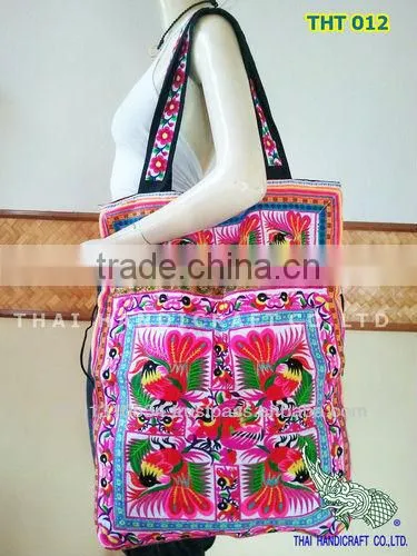 Extra Thai Embroidered HMONG Hill Tribe Tote Bag XL
