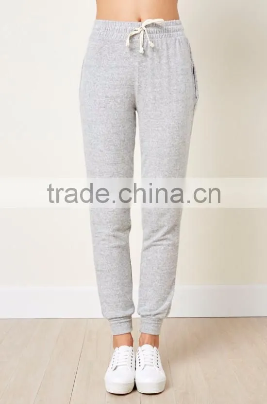 light grey soft elastic waist women outdoor pants